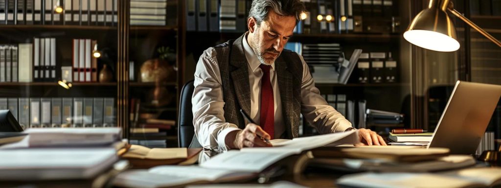 a confident attorney passionately advocates for an injured worker during a tense negotiation, surrounded by law books and documents that highlight the complexities of workers' compensation cases, illuminated by soft, focused lighting to emphasize their serious and determined expressions.