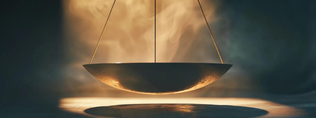 a dramatic close-up of a balanced scale, symbolizing the complexities of fee structures in workers' compensation cases, illuminated by soft, diffused lighting to evoke a sense of careful consideration and justice.