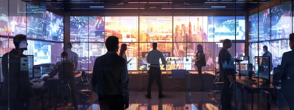 a dynamic office environment showcases a diverse group of professionals engaged in collaborative discussions, surrounded by organized documents and digital screens, emphasizing the efficient and cost-effective management of the workers' compensation claims process.