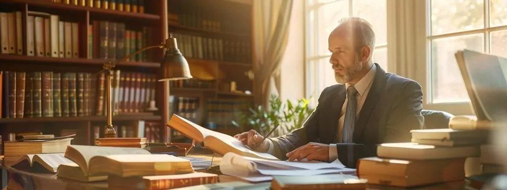 a knowledgeable attorney, surrounded by legal books and case files, confidently discusses the intricacies of workers' compensation law in a modern, sunlit office, emphasizing professionalism and expertise.