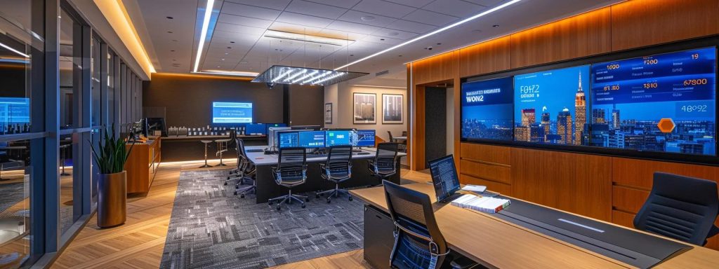 a modern office workspace illuminated by soft natural light, featuring sleek technology like laptops and monitors displaying case management software, conveying efficiency and a streamlined approach to managing legal costs.