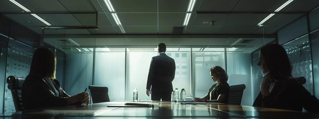 a powerful courtroom scene captures an assertive workers' comp attorney passionately advocating for an injured employee, illuminated by focused lighting that highlights the tension and urgency of the moment.
