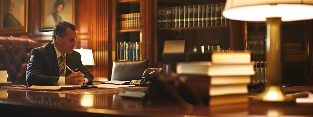 a professional office setting with an engaged attorney attentively listening to a client, surrounded by legal documents and a warm, inviting atmosphere that emphasizes open communication and responsiveness.