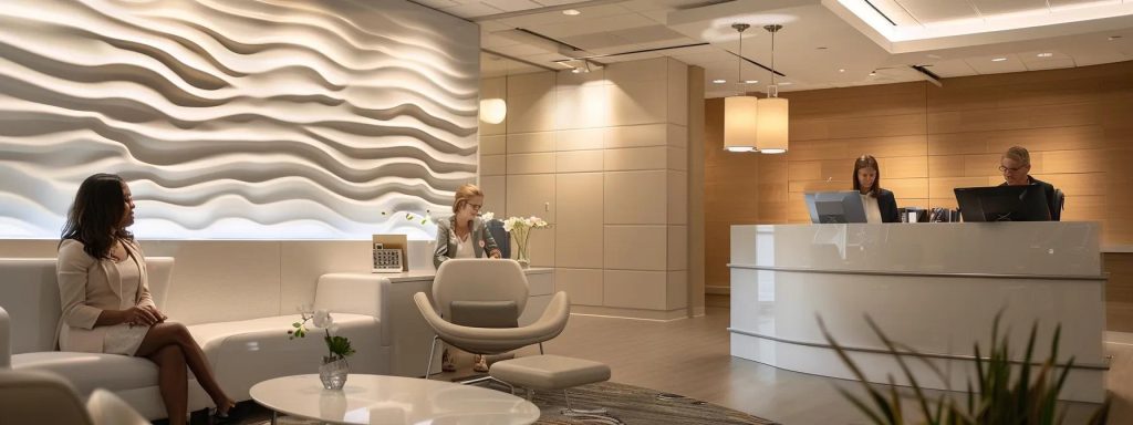 a serene office environment with a compassionate workers' compensation lawyer attentively engaging with a client, radiating a calm atmosphere that highlights stress relief and support during the recovery process, illuminated by soft, natural light.
