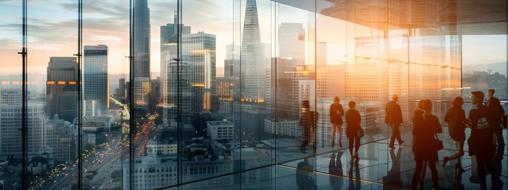 a visually compelling scene depicting diverse california cityscapes, with san francisco's iconic skyline symbolizing mental health awareness and los angeles capturing a bustling work environment, highlighting the contrasting approaches to workers' compensation laws across regions.