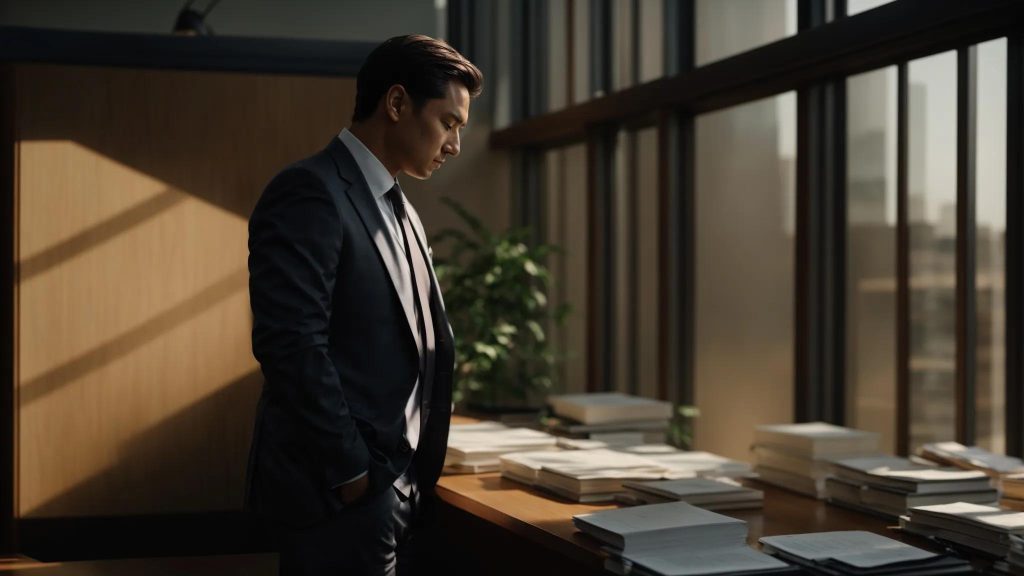 a confident local workers' compensation attorney stands in a sunlit office, surrounded by legal books and case files, exuding professionalism and approachability as they discuss options with a determined injured worker.