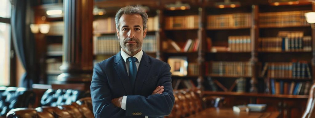 a confident workers' compensation attorney, framed against the backdrop of a bustling law office filled with legal books and documents, illustrates the essential role of professional representation in securing fair settlements for injured workers.
