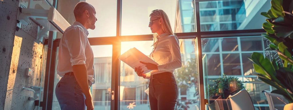 a determined worker stands confidently in a bright office, discussing their case with a professional attorney, surrounded by organized legal documents and supportive visuals that convey hope and clarity in navigating the complexities of workers' compensation claims.