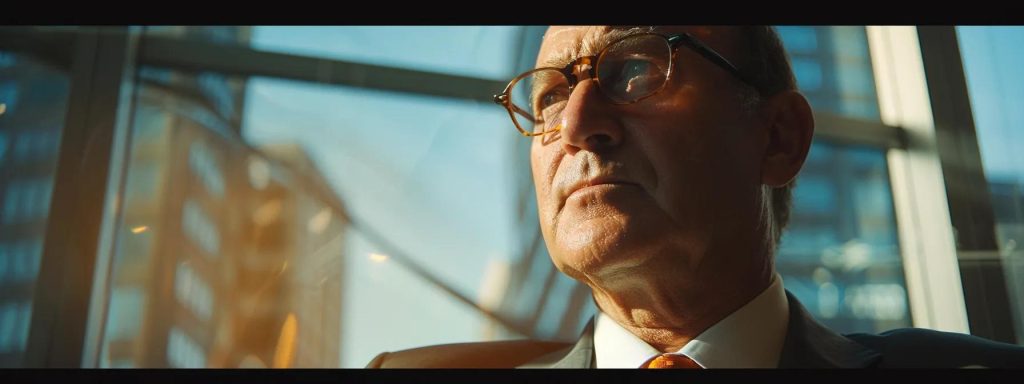 a focused shot of a determined attorney reviewing construction site injury claims in an office, illuminated by soft natural light filtering through large windows, emphasizing the gravity of skilled legal representation in workers' compensation cases.
