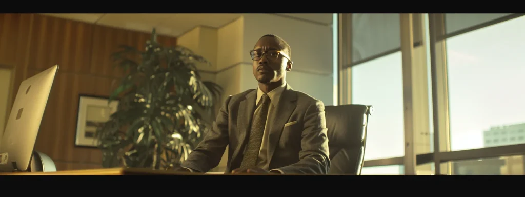 a confident individual stands at a negotiation table, engaging directly with an insurance representative, exuding determination and assertiveness in a well-lit office setting that highlights the importance of effective communication.