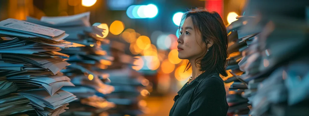 a determined accident victim, surrounded by a collection of legal documents and resources, gazes confidently into the distance, embodying resilience and hope amidst a backdrop of a blurred out traffic scene, evoking the theme of empowerment and advocacy.