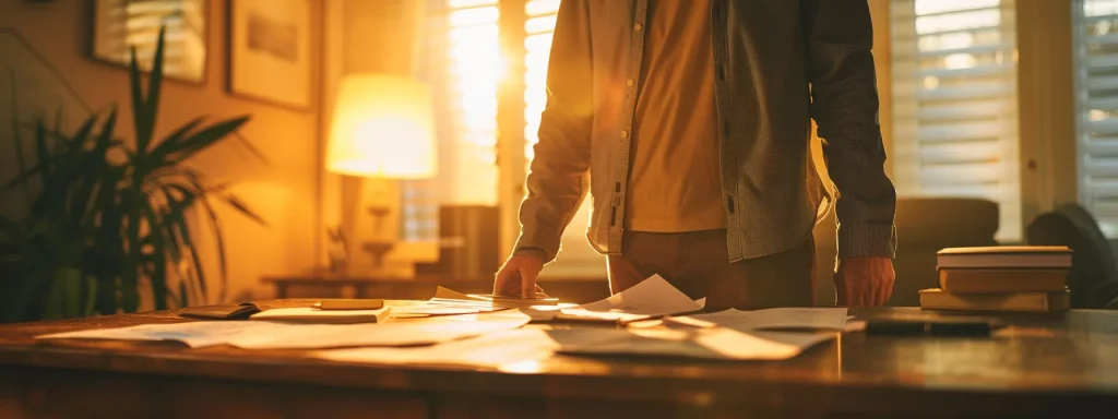 a determined individual stands confidently in front of a negotiation table, surrounded by legal documents, symbolizing the complex challenges faced during insurance negotiations after a pedestrian accident, with soft lighting emphasizing their resolve and focus.