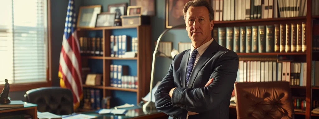 a determined personal injury attorney stands confidently in a bustling local law office, surrounded by legal books and case files, emphasizing their expertise in maximizing compensation for accident victims.