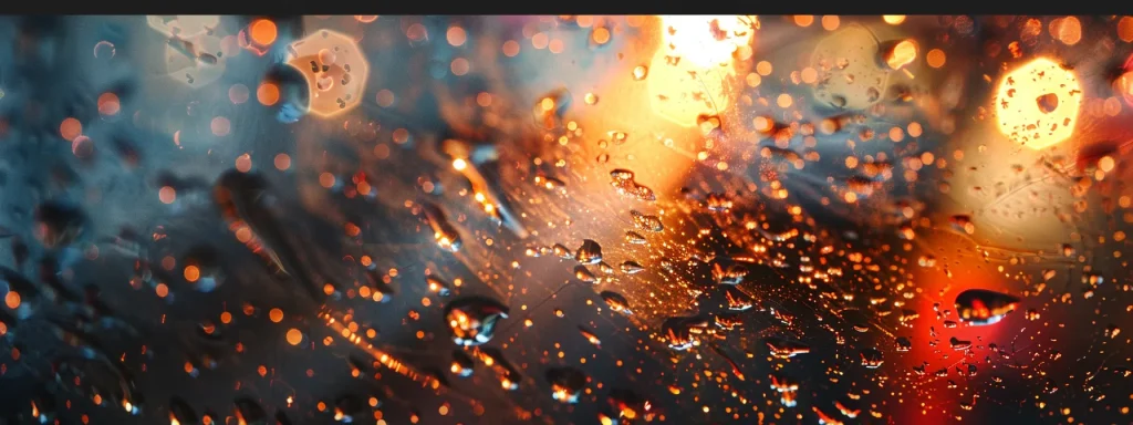 a dramatic close-up of a shattered vehicle's windshield, glistening with rain droplets, symbolizing the harsh reality of traffic collisions and the hidden costs of negligence.