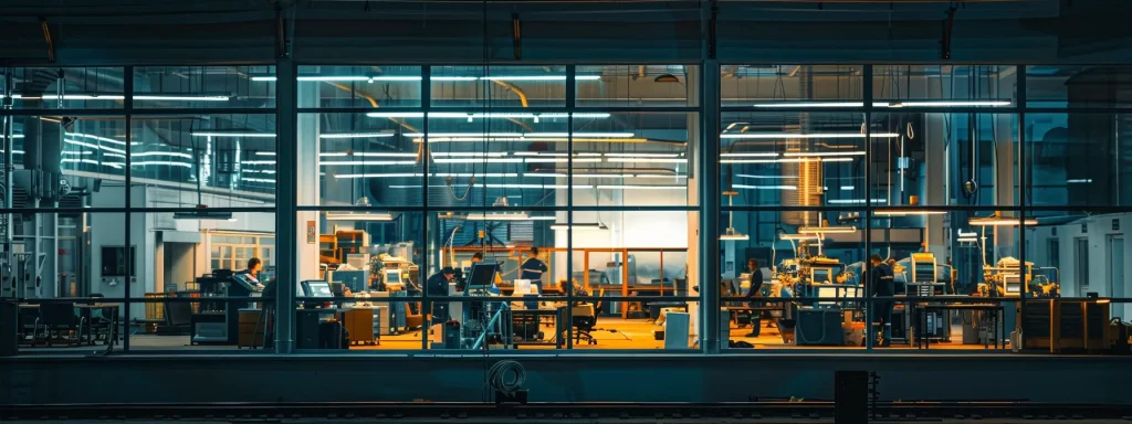 a dynamic industrial workspace illuminated by soft, natural light showcases a group of diligent workers engaging with advanced safety equipment, epitomizing a culture of compliance and vigilance in machine safety.
