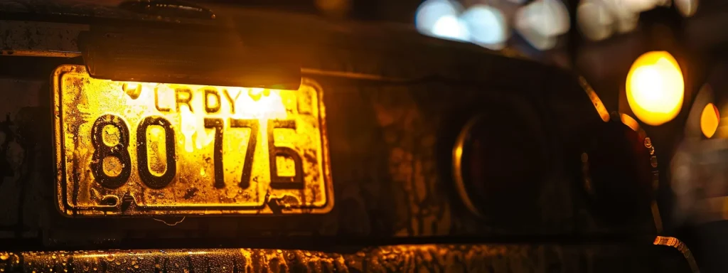 a focused close-up of a vehicle's gleaming vin plate beneath a bright overhead light, symbolizing the importance of checking recall statuses for safety and compliance post-accident.