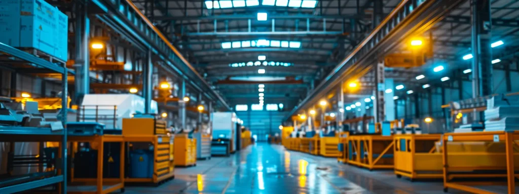 a focused industrial workspace showcases a vibrant safety poster emphasizing the importance of workplace safety regulations, illuminated by bright overhead lights and surrounded by compliance materials, symbolizing a commitment to employee protection and well-being.