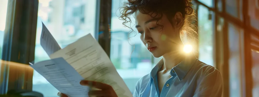 a focused scene captures a confident worker analyzing detailed medical records and documentation in an office, illuminated by soft, natural light filtering through a window, symbolizing the strategic approach to maximizing settlement offers in workplace injury claims.