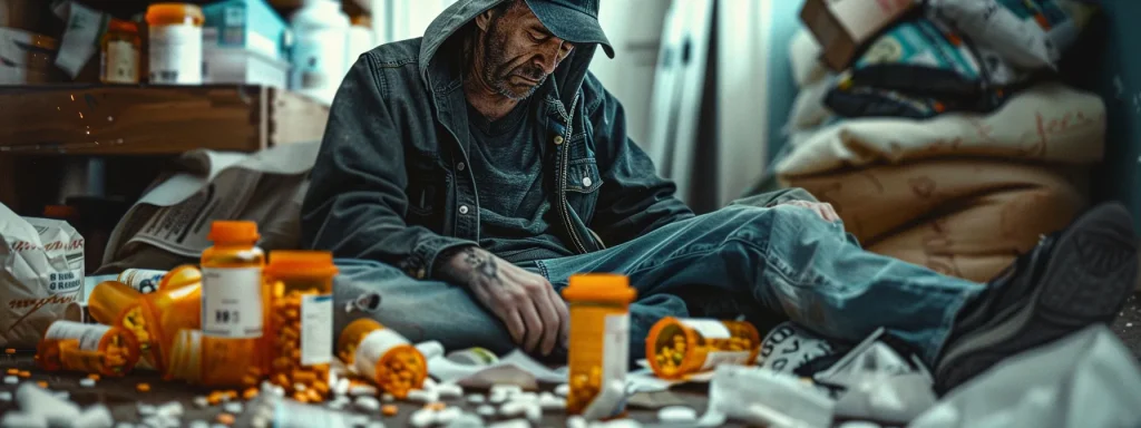 a powerful visual of a worn construction worker, surrounded by medical bills and medication bottles, symbolizes the heavy financial burden stemming from machinery-related injuries, bathed in dramatic lighting that highlights the struggle and resilience amidst chaos.