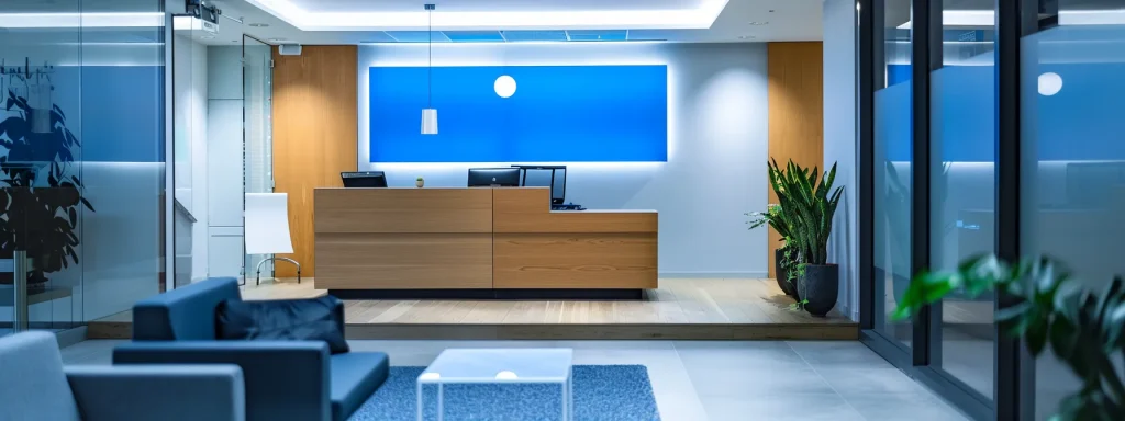 a professional insurance advisor discusses a clear auto insurance policy with a relieved client amid a bright, modern office, symbolizing preparedness and understanding in the claims process.