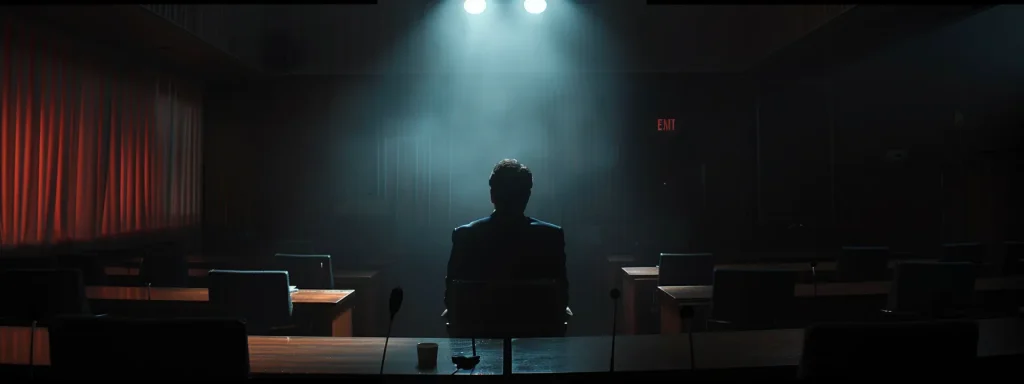 a somber yet compelling courtroom scene captures a seasoned attorney presenting intricate forensic evidence on accident reconstruction, illuminated by dramatic lighting that underscores the gravity of seeking justice for personal injury claims.