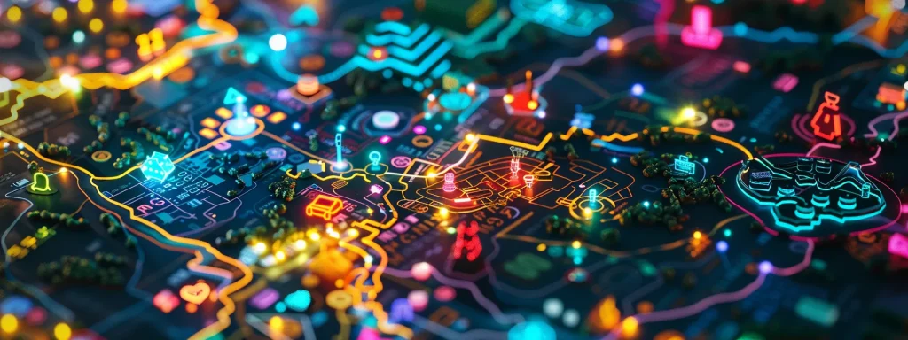 a vibrant infographic displaying diverse state maps overlaid with quirky icons representing unique car accident laws, illuminated by bright colors to emphasize the differences in regulations and insurance standards across the country.