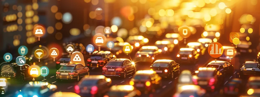 a vibrant scene depicting a diverse array of state-themed car insurance symbols and coverage icons, illuminated by soft sunlight, representing the complexities and variations in accident claim requirements across the united states.