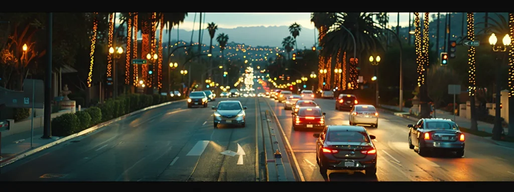 a vibrant urban street scene at dusk, showcasing a diverse group of drivers attentively following traffic regulations, illuminated by the warm glow of streetlights reflecting off the asphalt, emphasizing the importance of safe driving and adherence to traffic laws.