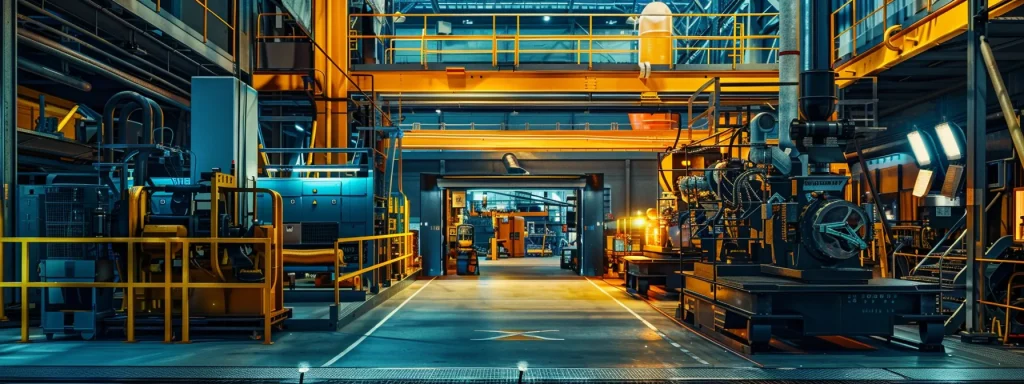 a vividly illuminated industrial workspace showcases a detailed machinery document report, with a backdrop of safety equipment and caution signs, symbolizing the importance of accurate documentation in preventing workplace injuries.