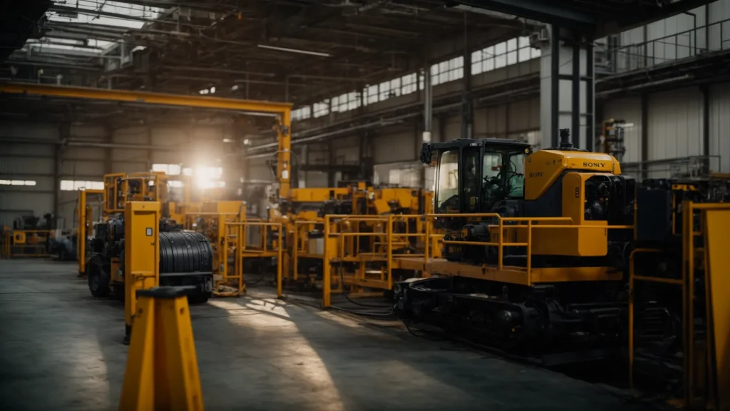 a brightly lit industrial workplace showcases workers engaged in comprehensive safety training, surrounded by well-maintained machinery and visible safety equipment, emphasizing the importance of preventative measures and vigilance in accident prevention.