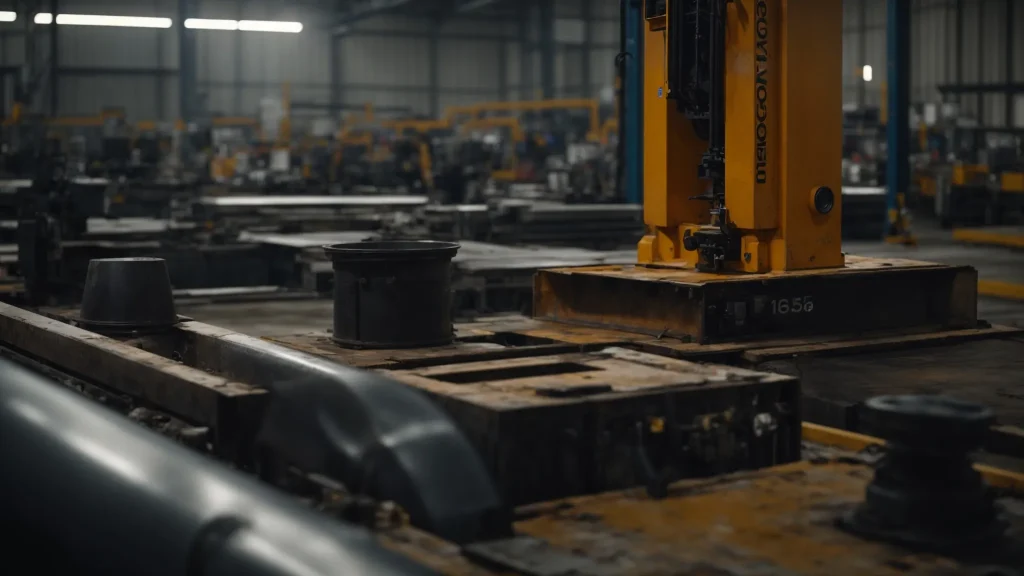 a dramatic scene captures a close-up of a vast industrial workspace, highlighting protective gear and safety signage, amidst a backdrop of heavy machinery, to emphasize the critical importance of recognizing and preventing workplace injuries.