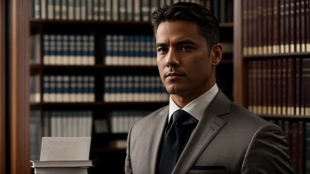 a focused attorney stands confidently in front of a courtroom, surrounded by legal books and case files, symbolizing expertise in navigating specialized crash law for clients facing diverse accident scenarios.