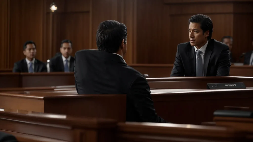 a powerful courtroom scene captures a determined personal injury attorney passionately presenting compelling evidence to a captivated jury, illuminated by dramatic lighting that highlights the urgency of justice for accident victims.