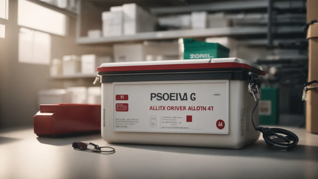 a well-organized first aid kit sits prominently on a clean, industrial workspace, its contents clearly labeled and organized, reflecting the importance of preparedness and safety in the event of machinery-related injuries.