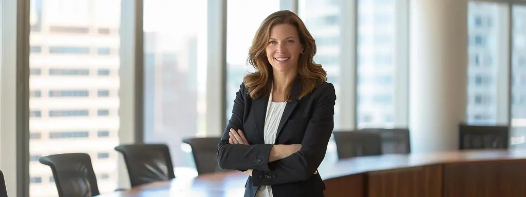 a confident attorney stands in a sleek conference room, passionately discussing strategies with an engaged client, illuminated by soft natural light filtering through large windows, symbolizing the strength and clarity of effective negotiation and litigation skills.