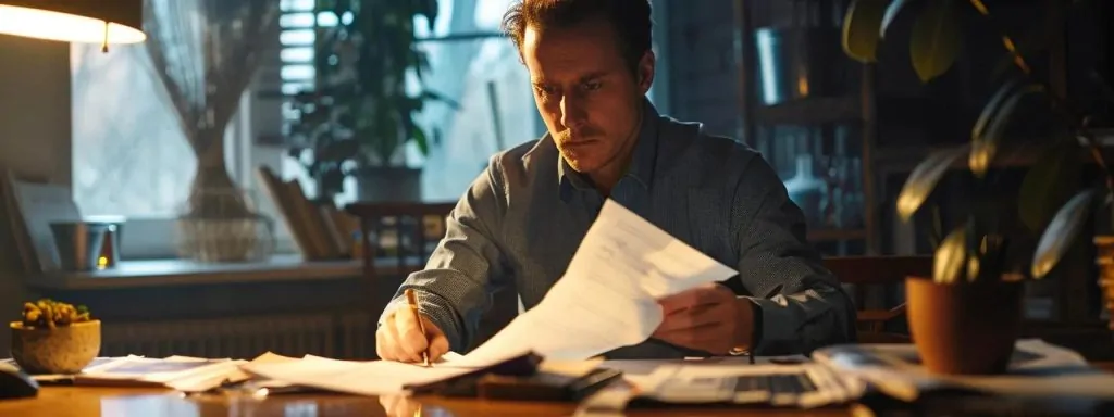 a contemplative injured worker sits at a desk, surrounded by paperwork and a focused expression, thoughtfully evaluating a settlement offer under soft, natural lighting that highlights the weight of their decision.