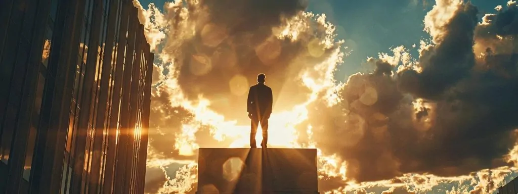 a determined individual stands before a towering courthouse, symbolizing the struggle for justice, as golden light filters through the clouds, illuminating their path towards appealing a denied workers' compensation claim.