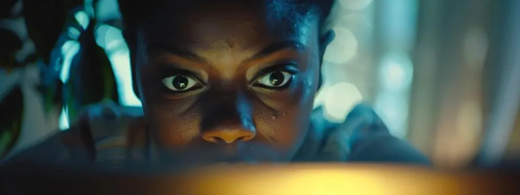 a determined injured worker gazes at a glowing computer screen filled with online tools, their focused expression illuminated by the soft light, symbolizing the journey of navigating critical filing deadlines for workers' compensation in california.