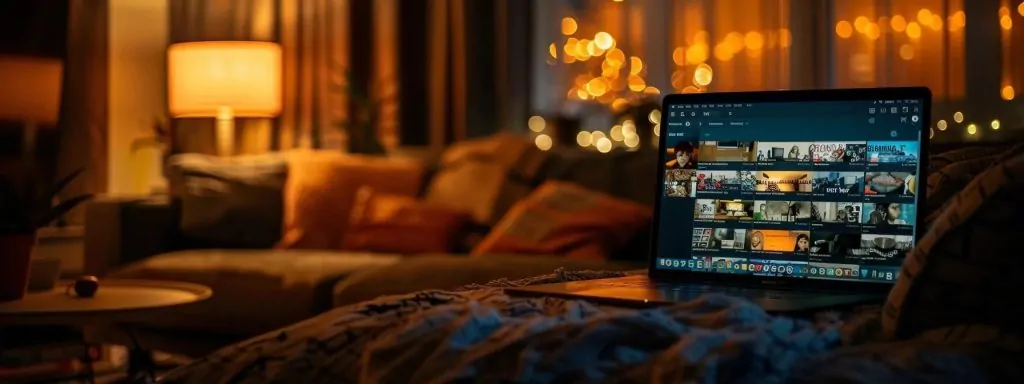 a focused close-up shot of a glowing laptop screen displaying a collage of online reviews and client testimonials, captured in soft, ambient lighting that highlights the contrast between genuine feedback and misleading entries.