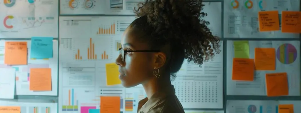 a focused employee studies a clear, organized workspace adorned with colorful charts and digital resources, symbolizing effective guidance and support for navigating workers' compensation filing deadlines.