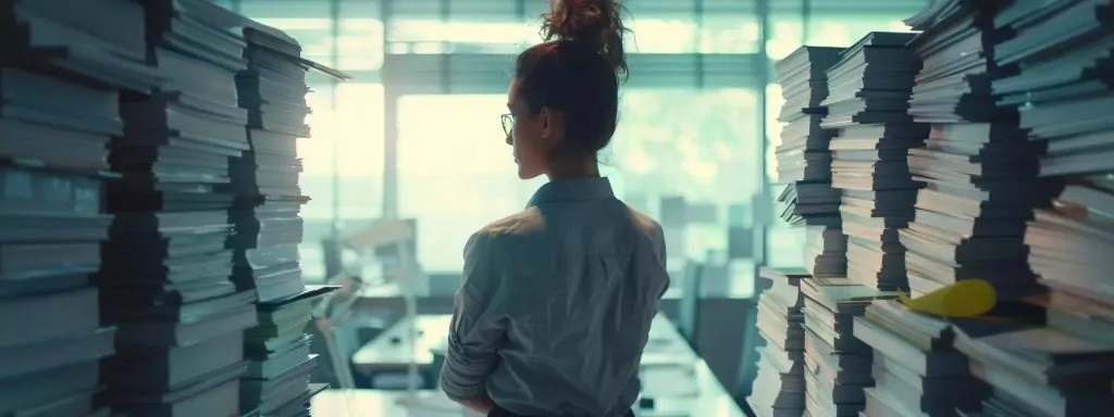 a focused, insightful image of a confident worker standing in a well-lit office, surrounded by legal documents and safety gear, symbolizing the journey of understanding workers' rights and the eligibility requirements for claiming workplace injuries.